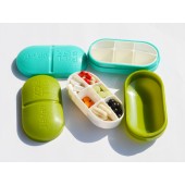 藥丸型造型小藥盒-軍綠色(六格丸型，隨身小藥盒)